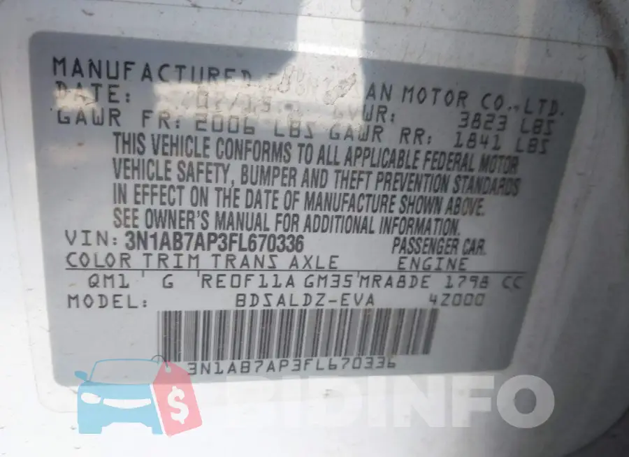 3N1AB7AP3FL670336 Photo# 9