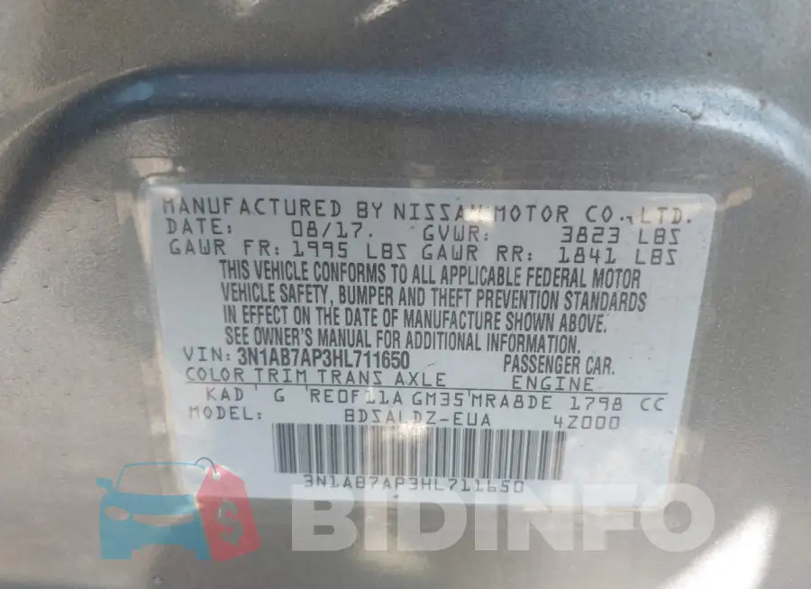 3N1AB7AP3HL711650 Photo# 9