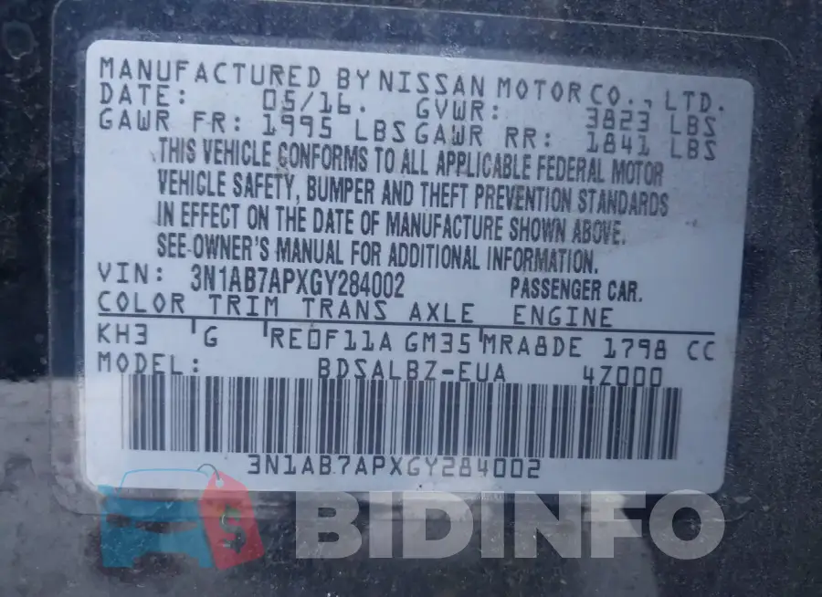 3N1AB7APXGY284002 Photo# 9