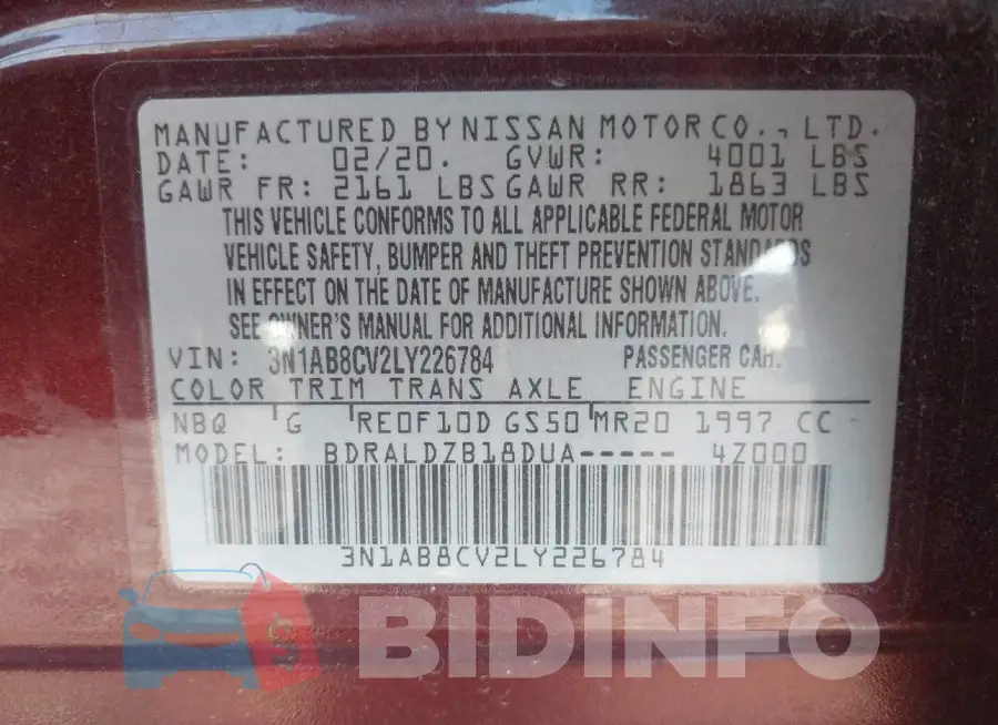 3N1AB8CV2LY226784 Photo# 9
