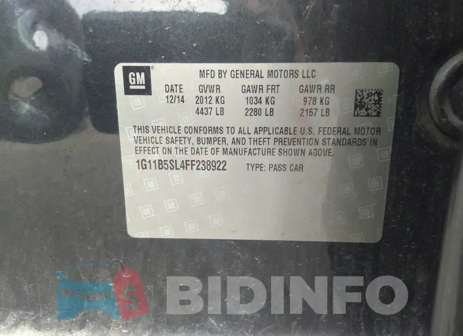 1G11B5SL4FF238922 Photo# 9