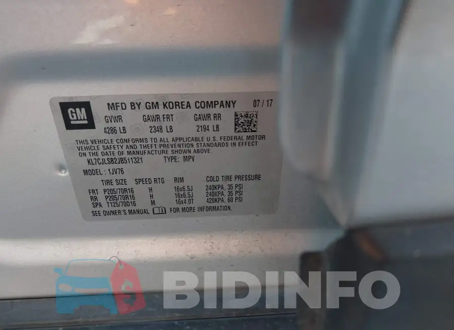 KL7CJLSB2JB511321 Photo# 9