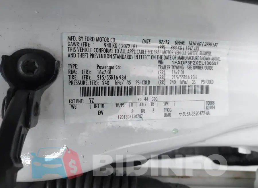 1FADP3F2XEL106507 Photo# 9