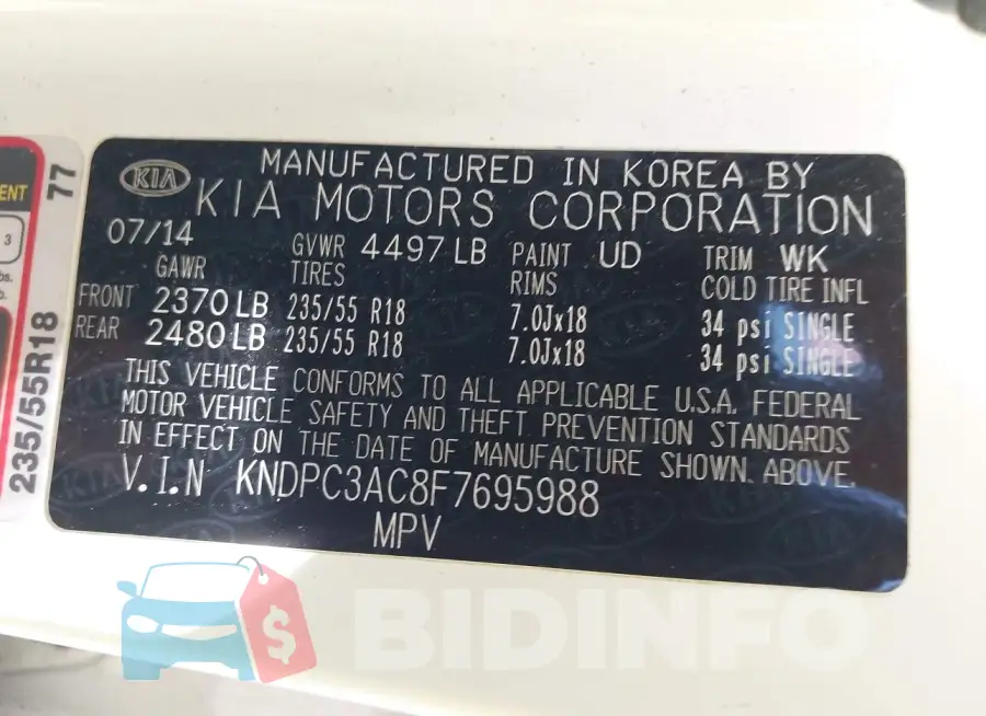 KNDPC3AC8F7695988 Photo# 9