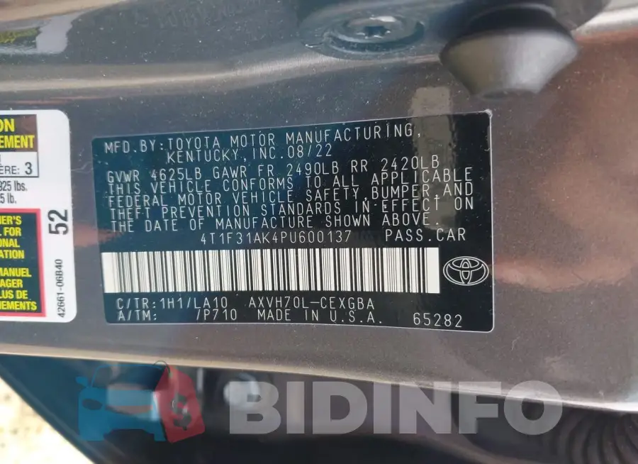 4T1F31AK4PU600137 Photo# 9