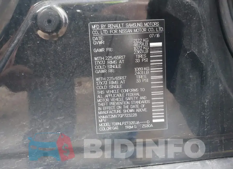 KNMAT2MV7GP723228 Photo# 9
