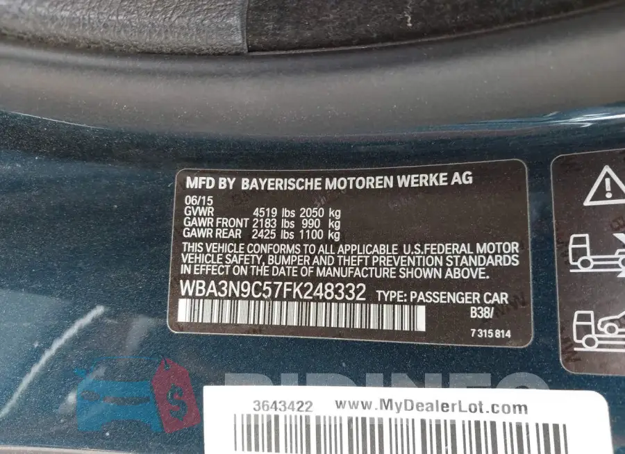 WBA3N9C57FK248332 Photo# 9