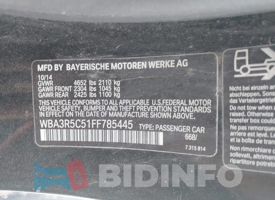 WBA3R5C51FF785445 Photo# 9