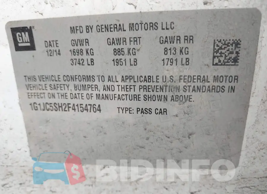 1G1JC5SH2F4154764 Photo# 9