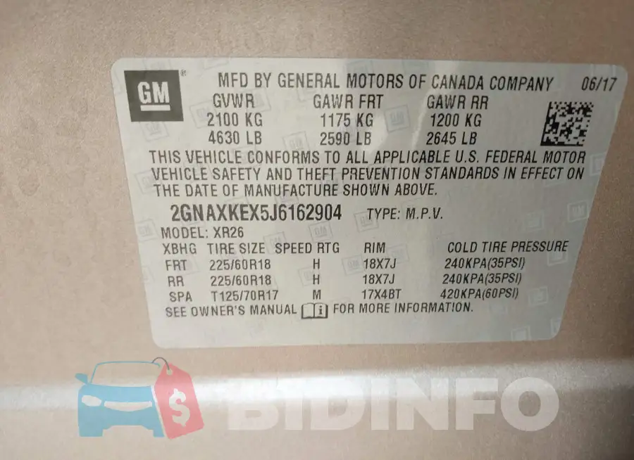 2GNAXKEX5J6162904 Photo# 9