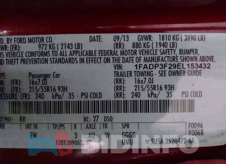 1FADP3F29EL153432 Photo# 9
