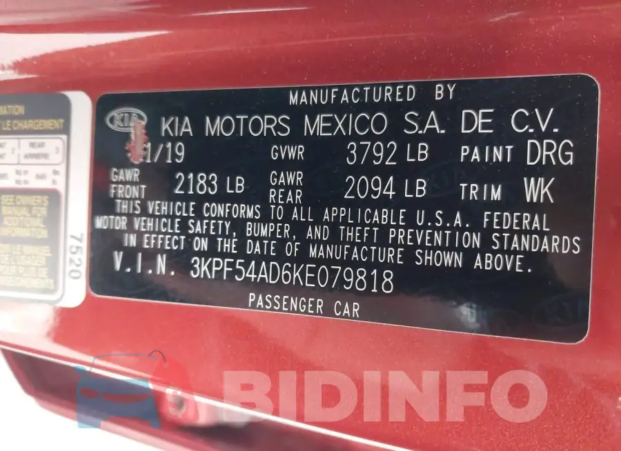3KPF54AD6KE079818 Photo# 9
