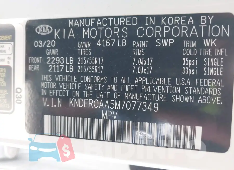 KNDERCAA5M7077349 Photo# 9
