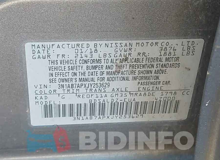 3N1AB7APXJY253629 Photo# 9