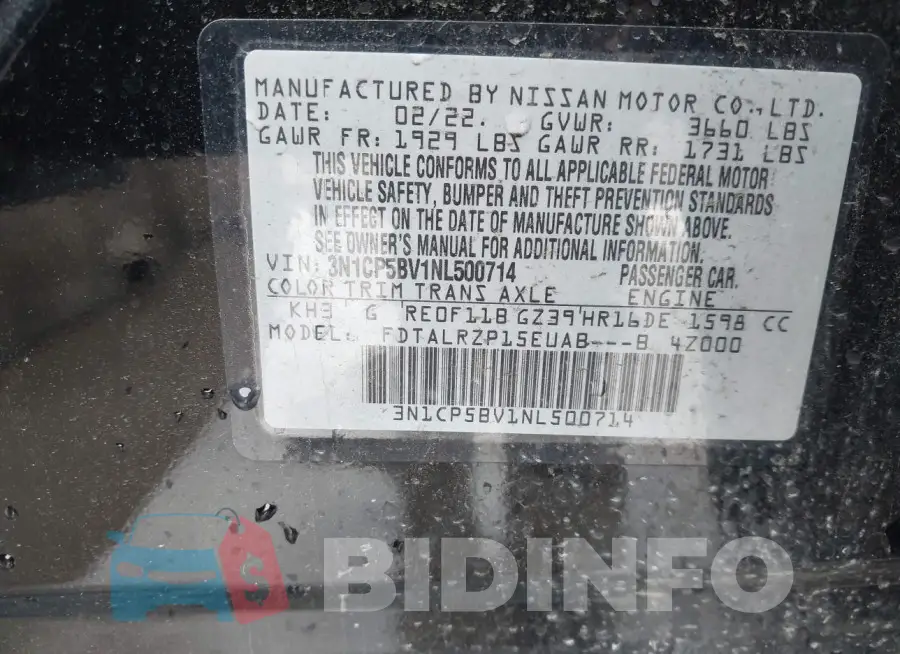 3N1CP5BV1NL500714 Photo# 9