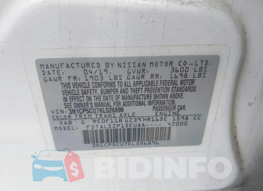 3N1CP5CU7KL526896 Photo# 9