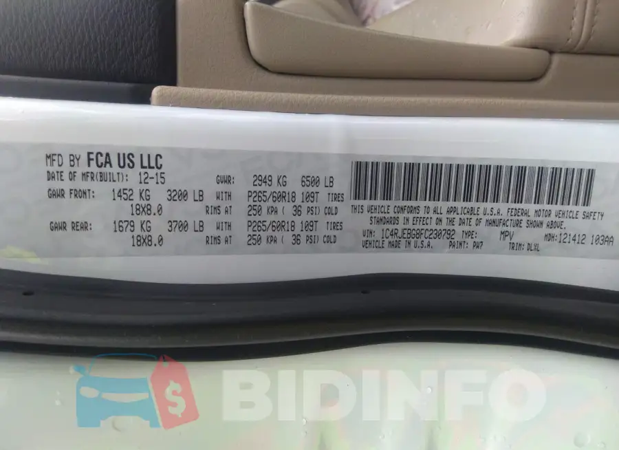 1C4RJEBG8FC230792 Photo# 9