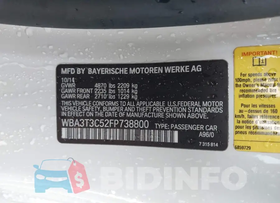 WBA3T3C52FP738800 Photo# 9