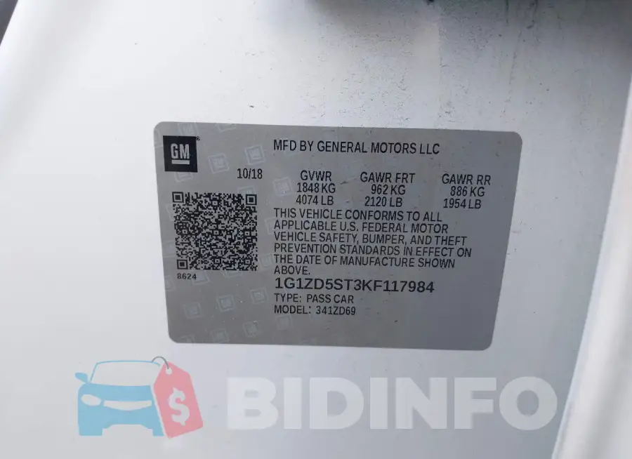 1G1ZD5ST3KF117984 Photo# 9