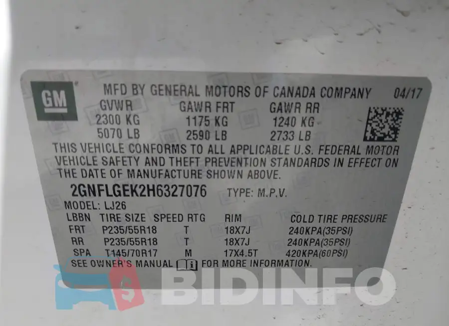 2GNFLGEK2H6327076 Photo# 9
