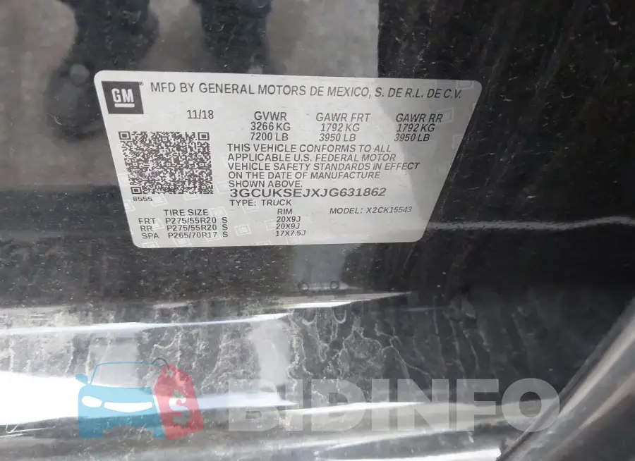 3GCUKSEJXJG631862 Photo# 9