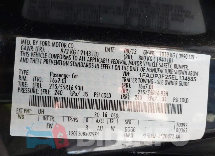 1FADP3F25EL134585 Photo# 9