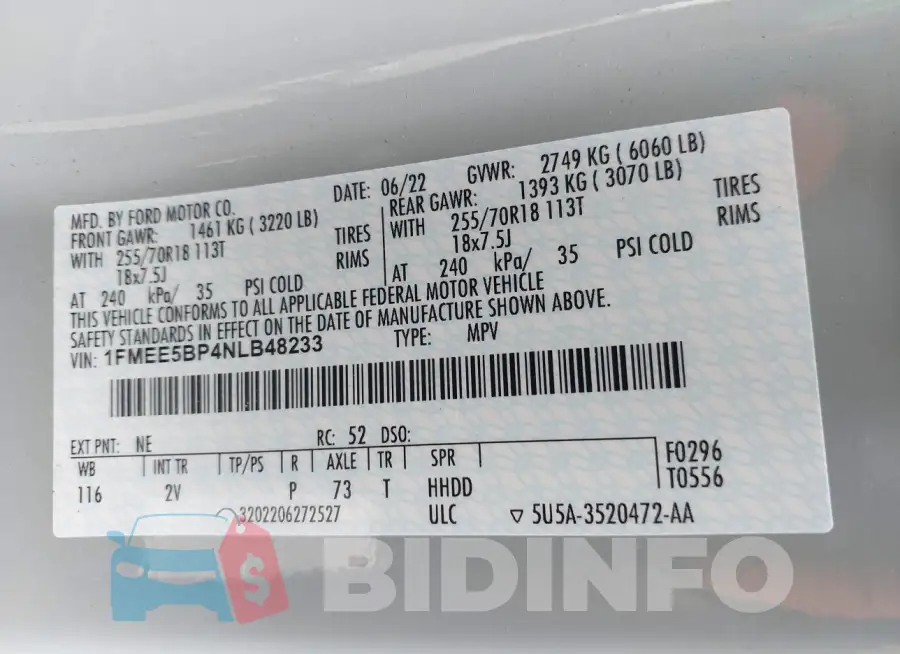 1FMEE5BP4NLB48233 Photo# 9