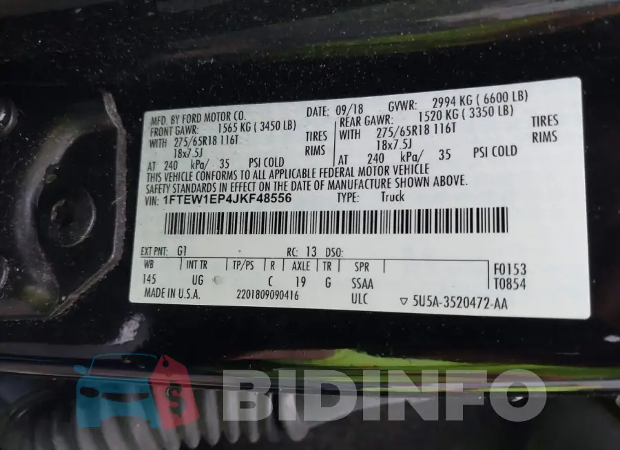1FTEW1EP4JKF48556 Photo# 9