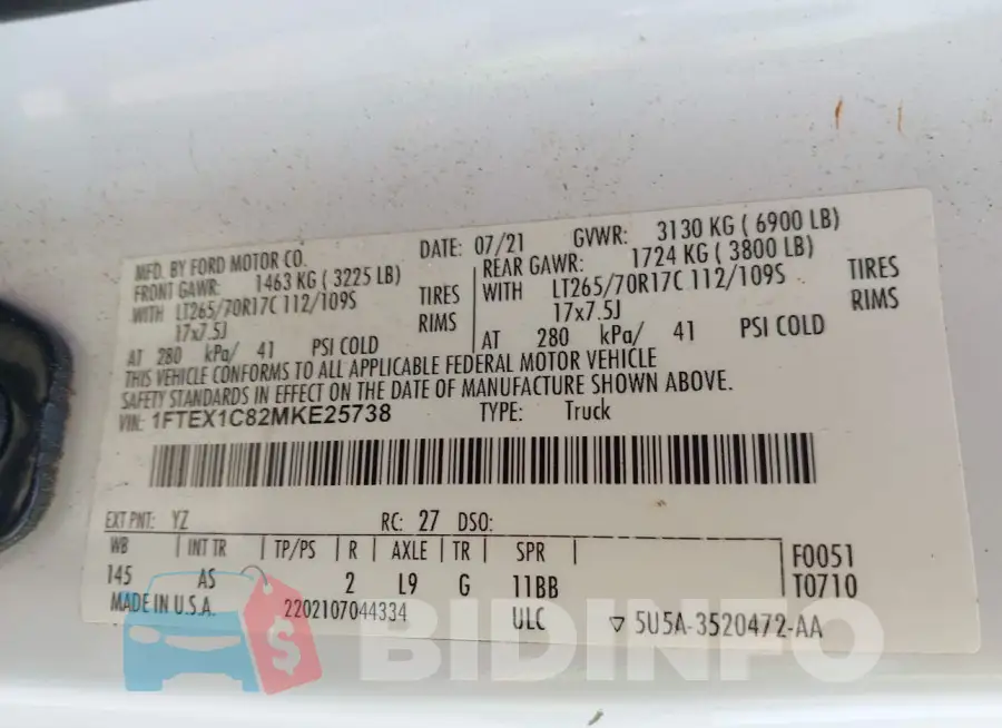 1FTEX1C82MKE25738 Photo# 9