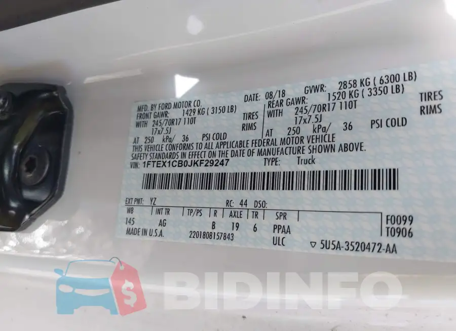 1FTEX1CB0JKF29247 Photo# 9