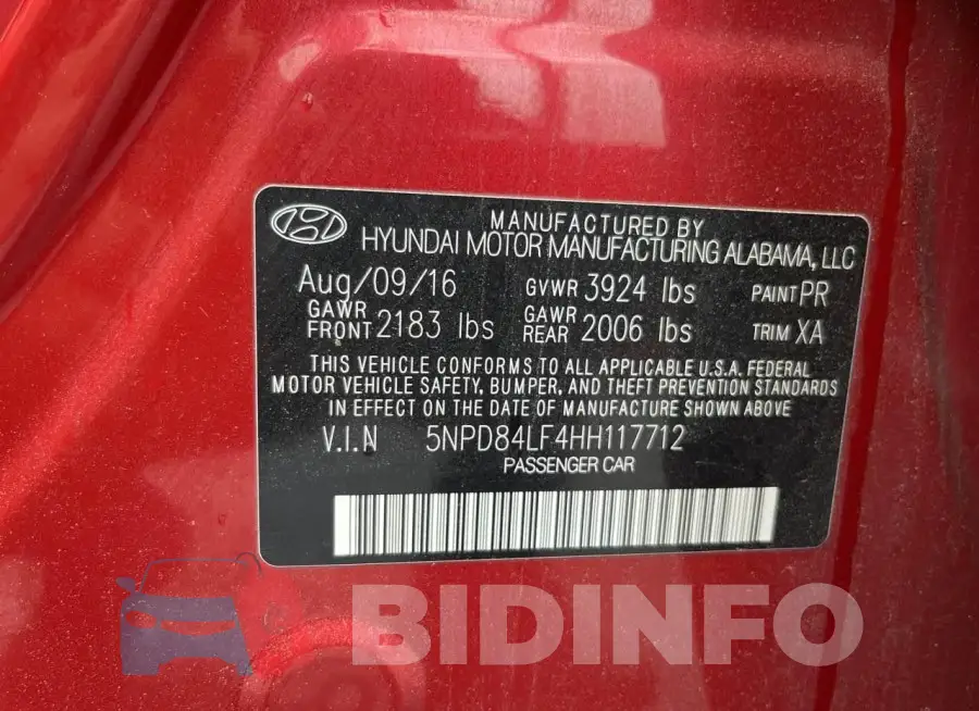 5NPD84LF4HH117712 Photo# 9