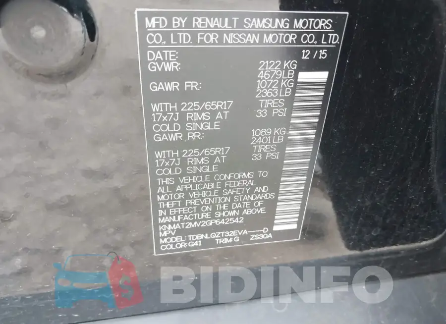 KNMAT2MV2GP642542 Photo# 9