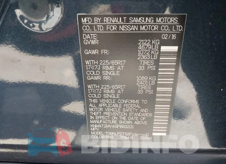 KNMAT2MV4GP663201 Photo# 9