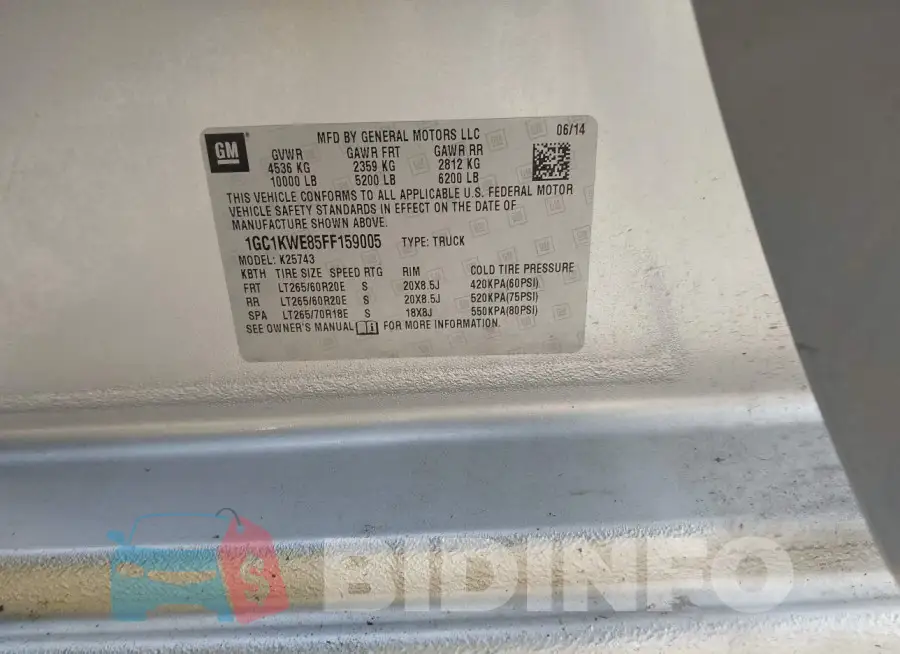 1GC1KWE85FF159005 Photo# 9