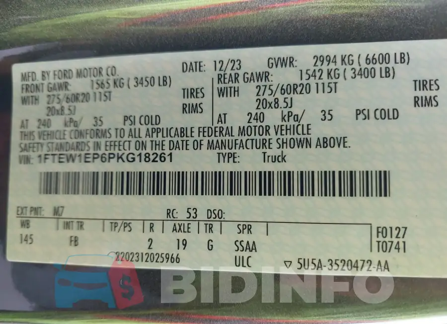 1FTEW1EP6PKG18261 Photo# 9