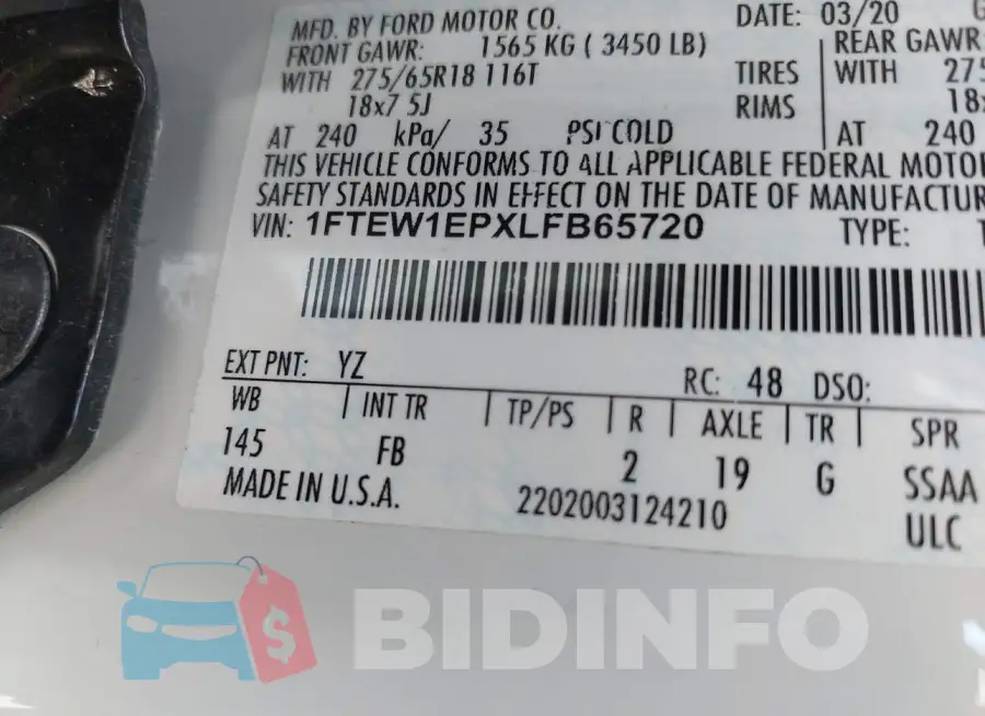 1FTEW1EPXLFB65720 Photo# 9
