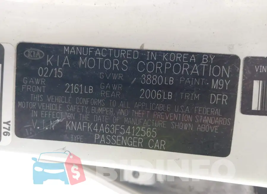 KNAFK4A63F5412565 Photo# 9