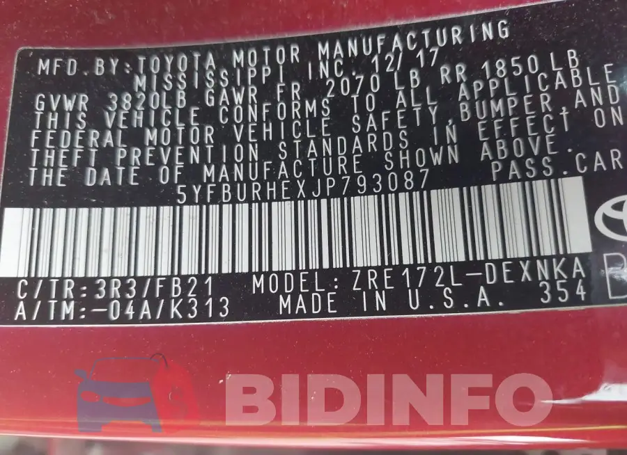 5YFBURHEXJP793087 Photo# 9