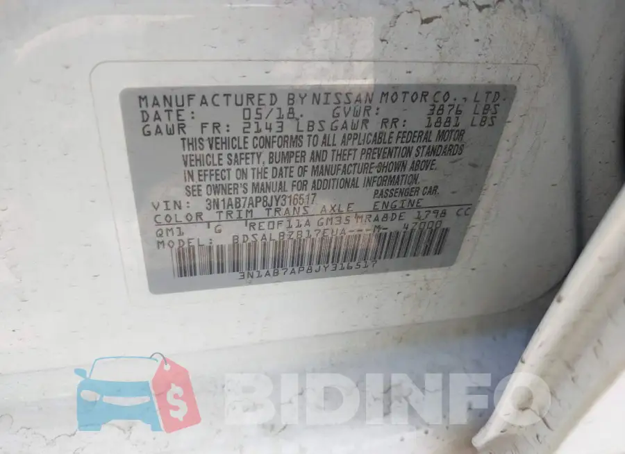 3N1AB7AP8JY316517 Photo# 9