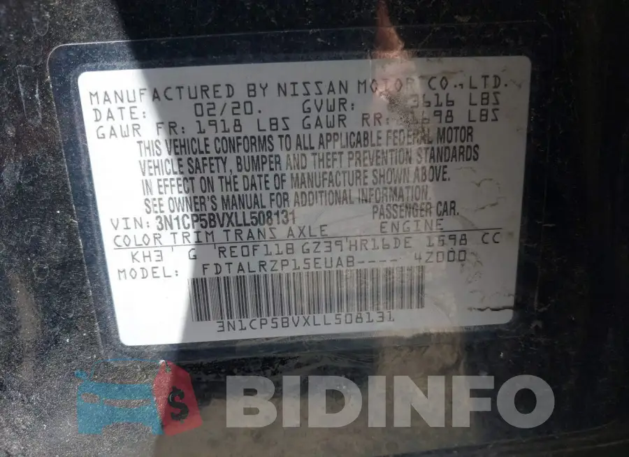 3N1CP5BVXLL508131 Photo# 9