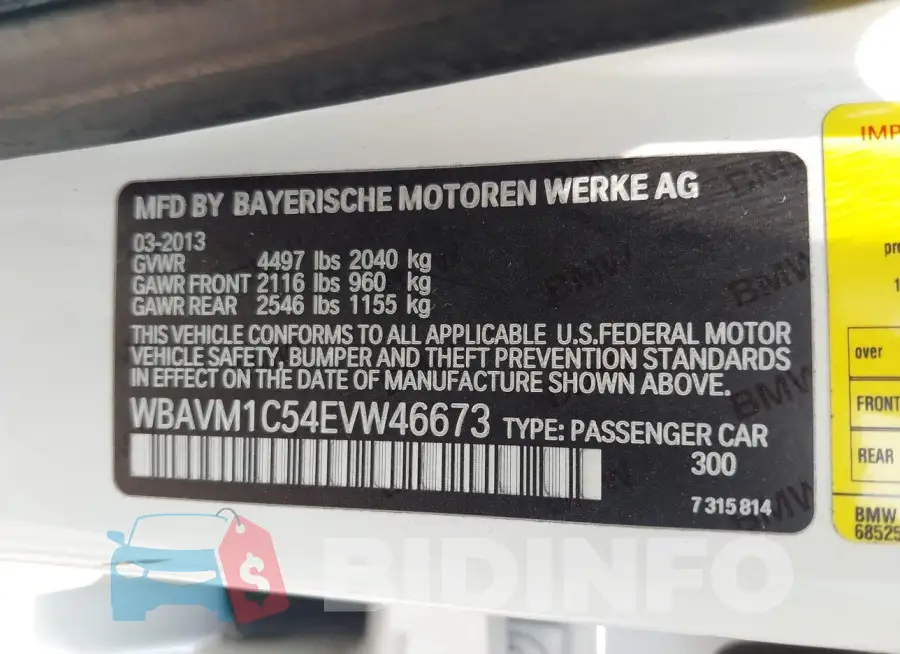 WBAVM1C54EVW46673 Photo# 9