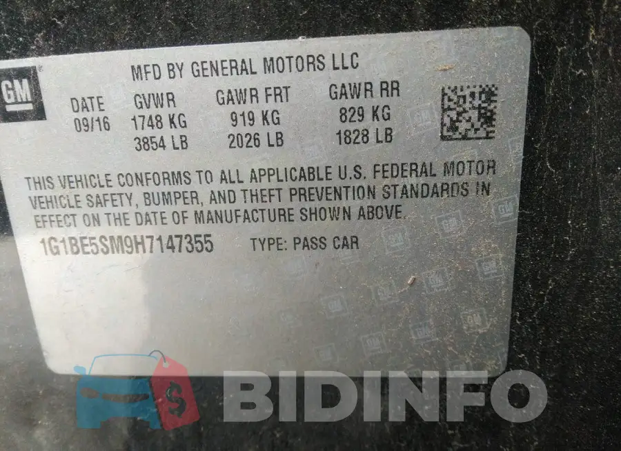 1G1BE5SM9H7147355 Photo# 9