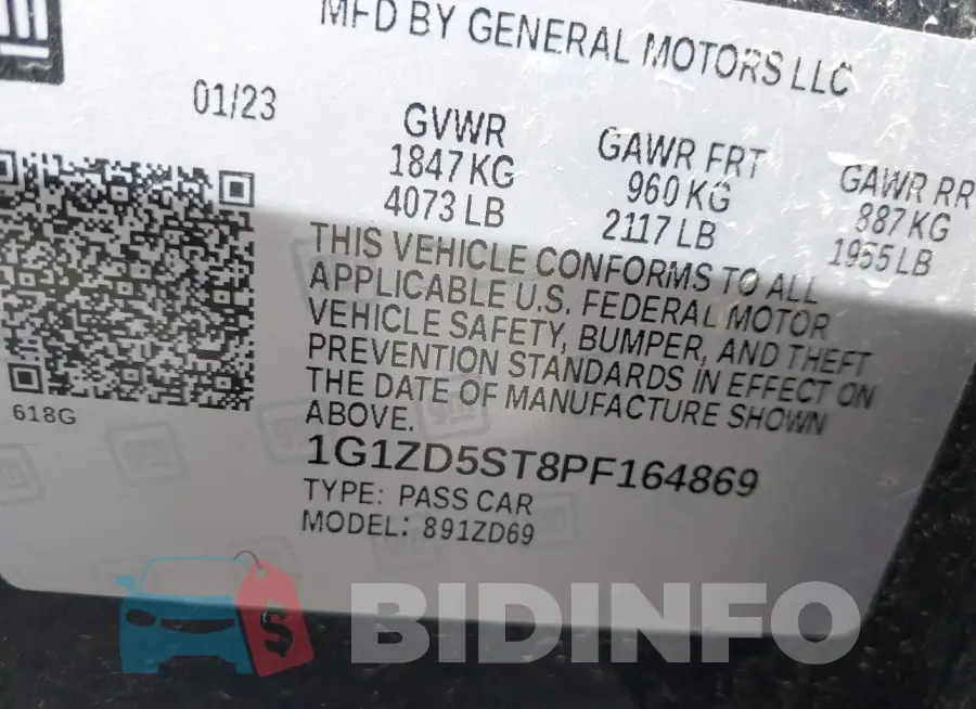 1G1ZD5ST8PF164869 Photo# 9