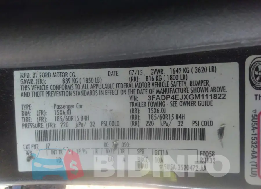 3FADP4EJXGM111822 Photo# 9