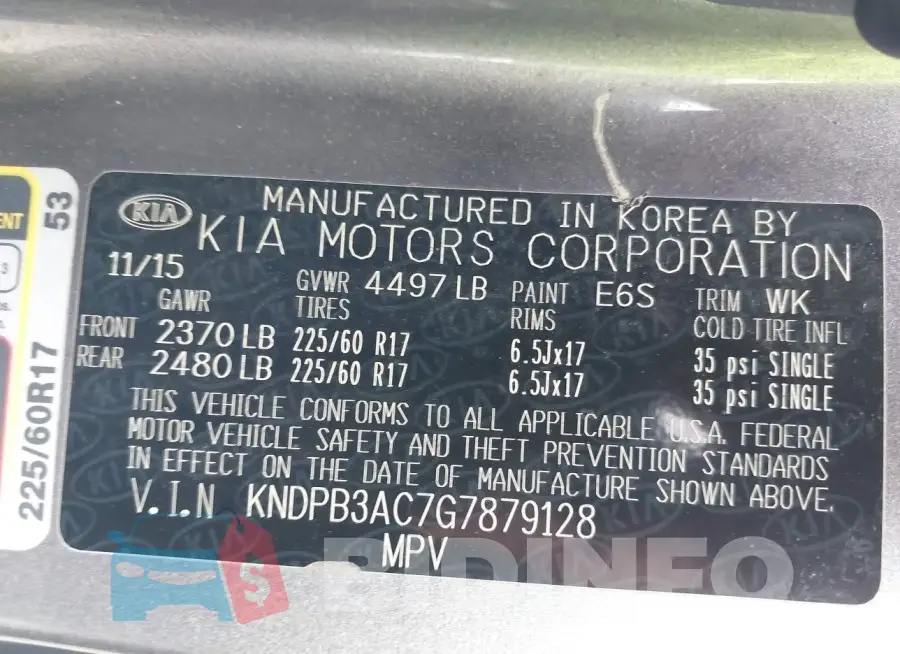 KNDPB3AC7G7879128 Photo# 9