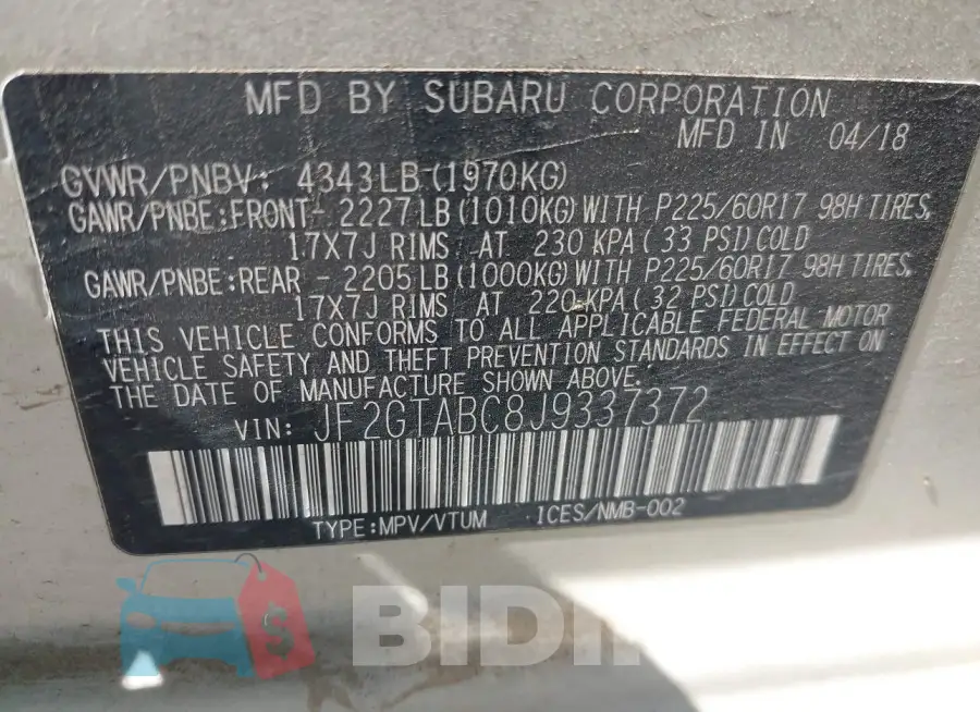 JF2GTABC8J9337372 Photo# 9