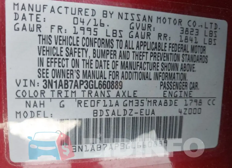 3N1AB7AP3GL660889 Photo# 9