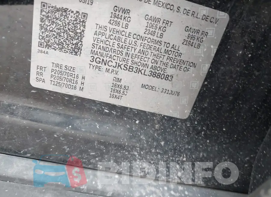 3GNCJKSB3KL388083 Photo# 9