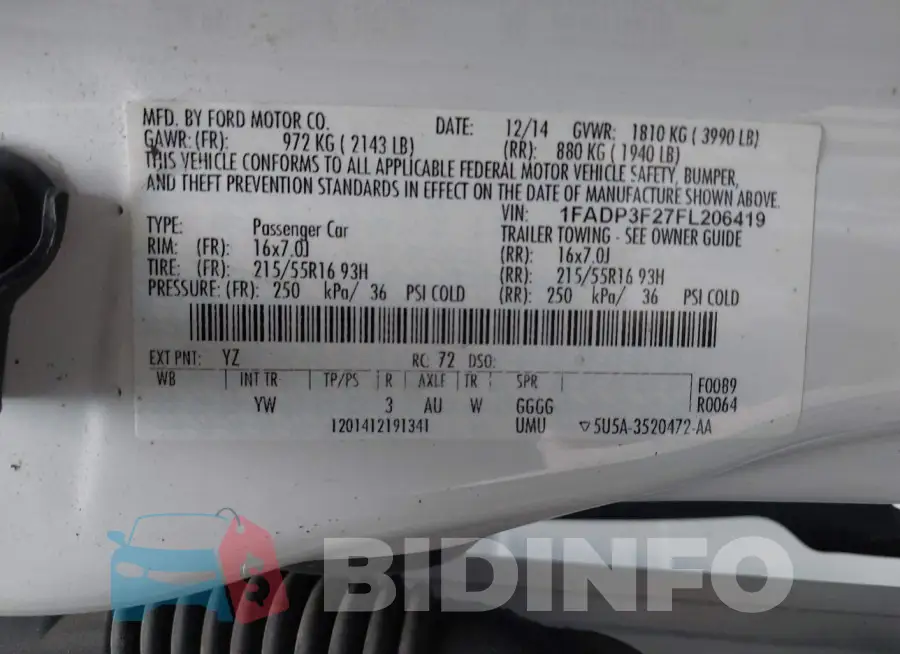 1FADP3F27FL206419 Photo# 9