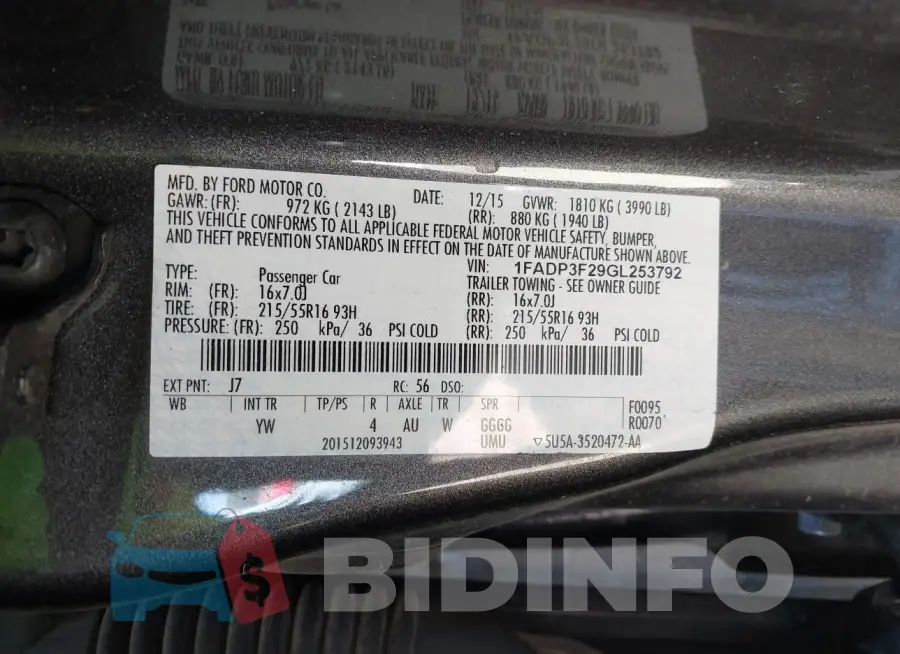 1FADP3F29GL253792 Photo# 9